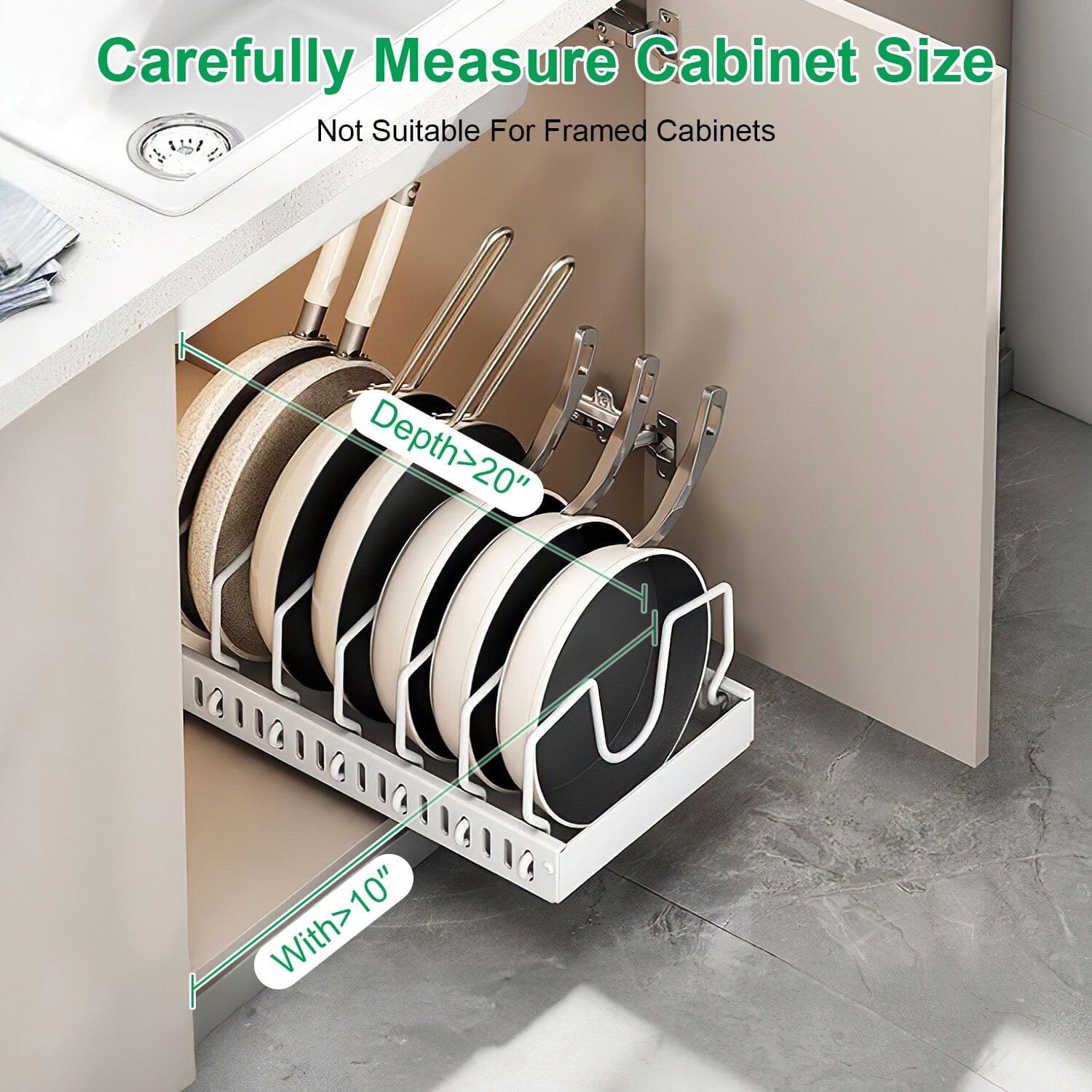 Pull Out Pots and Pans Organizer with 8 Adjustable Dividers Free Shipping Deals