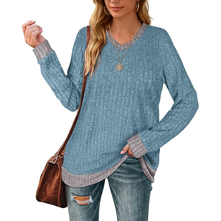 Women Lightweight V Neck Long Sleeve Tunic Sale Clearance