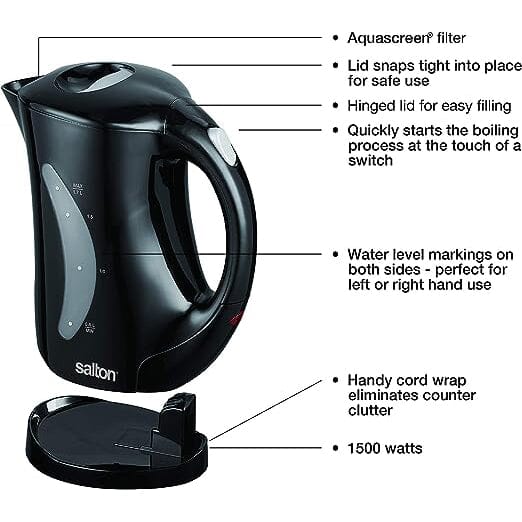 Salton Cordless Jug Kettle 1.7 Liter/Quart - Black Wholesale Pice Cheap Pice