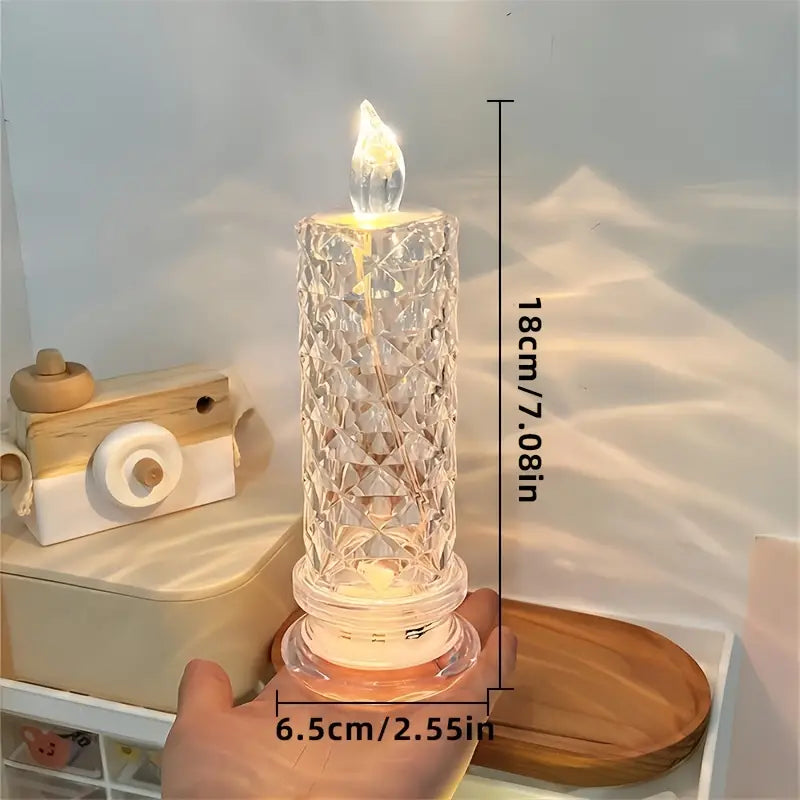 Battery-Powered LED Candle Lamp With Rose Pattern Refraction Halo Projection New Arrival Cheap Pice