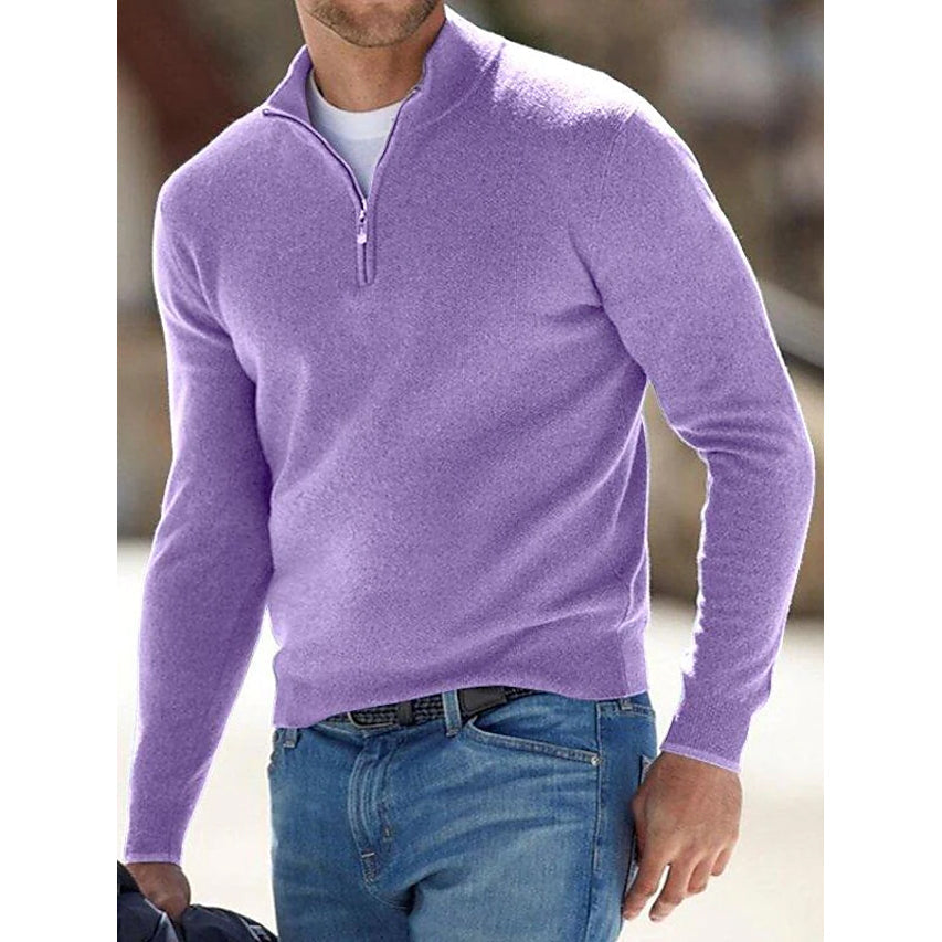 Men's Sweater Jumper Pullover Ribbed Knit Cropped Zipper Knitted Solid Color Get To Buy Cheap Pice