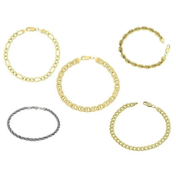 Yellow Gold Cuban, Mariner, Figaro, or Rope Bracelet Gold Filled High Polish Finish Sale With Paypal