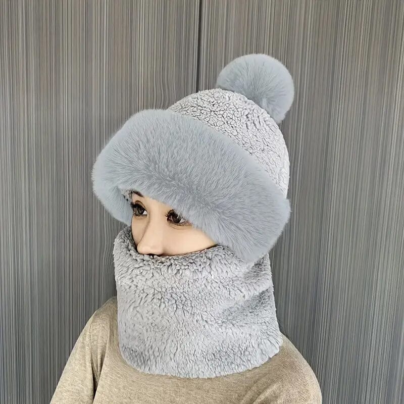 Solid Color Thickened Plush Neck Gaiter Mask Windproof Hooded Ear Protection Windproof Ski Hat Get To Buy