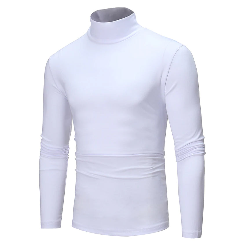 Men's Pure Color T-Shirt Thermal Mock Turtleneck Long Sleeve Tops Best Pices Online