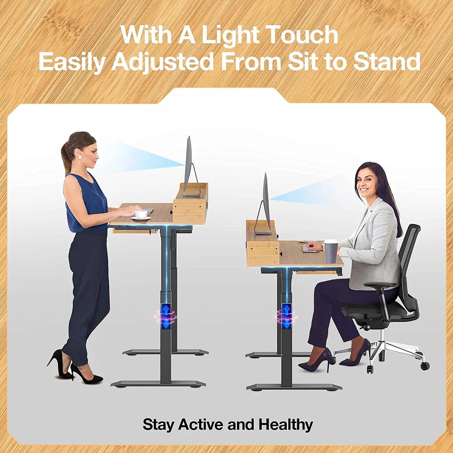 Rolanstar Height Adjustable Desk Standing Desk with Keyboard Tray and Monitor Shelf Tumblr Sale Online