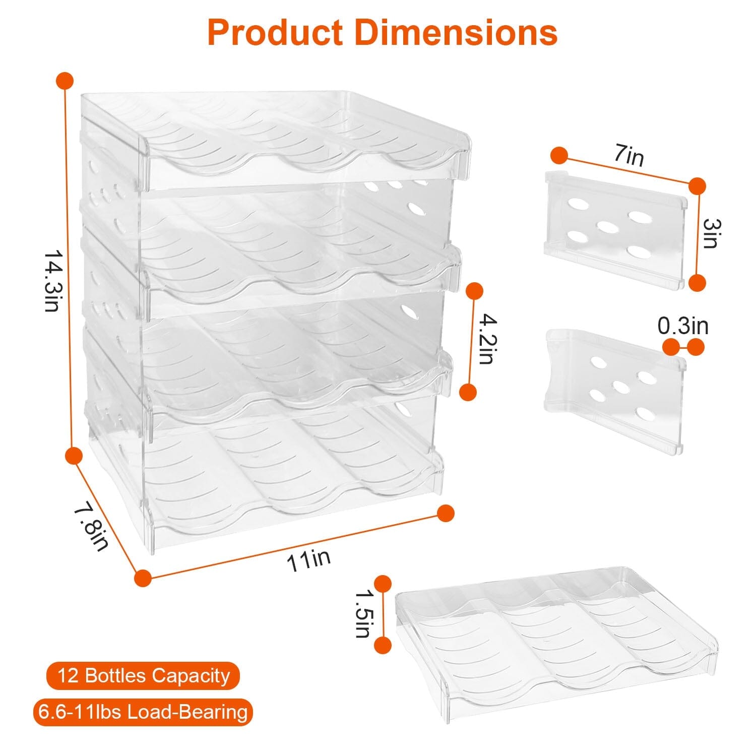 4-Tier Bottle Storage 12 Bottles Transparent Stackable Organizer Holder Shelf Clearance Reliable