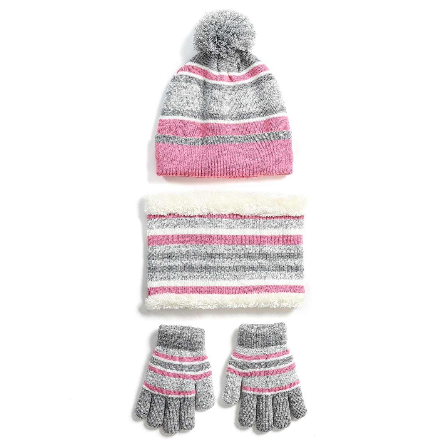 3-Piece Set: Winter Kids Knitted Warm Beanie Hat and Glove for 4-7 Years Old Really For Sale