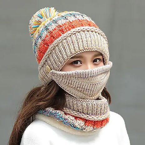 Women's Knitted Hat Scarf Mask Set Countdown Package Cheap Online