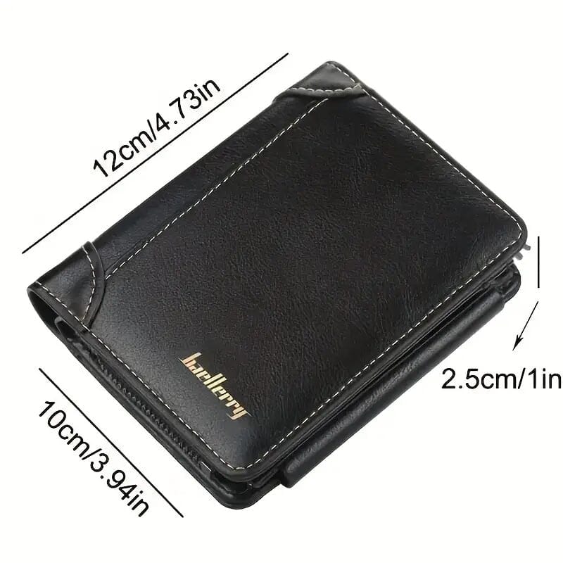 Men's Short Multi-Card Slots Tri-Fold Zipper Coin Pocket Wallet Low Pice For Sale