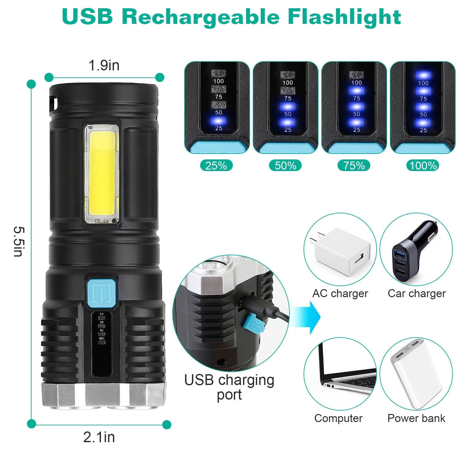 Rechargeable Flashlight LED Floodlight Torch with Strap Super Bright Flashlight Cheap Pices Authentic