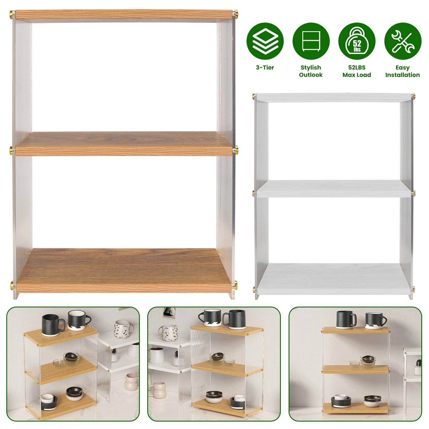 3-Tier: Acrylic Countertop Organizer Bathroom Wood Counter Storage Recommend Online