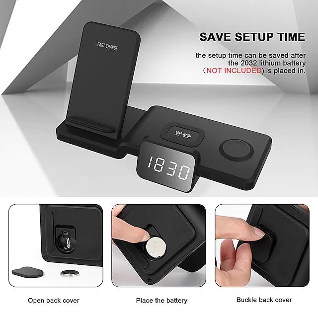 4-in-1 Wireless Charger with LED Digital Clock Cheap Sale Amazon
