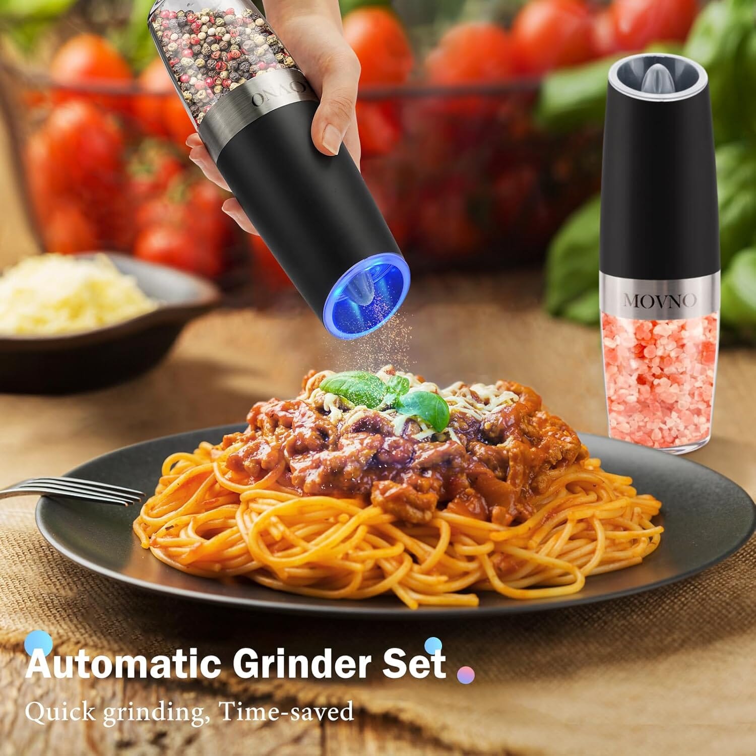 2-Piece Set: Gravity Electric Salt and Pepper Grinder Set, Battery Powered LED Light One Hand Automatic Operation Discount Wiki