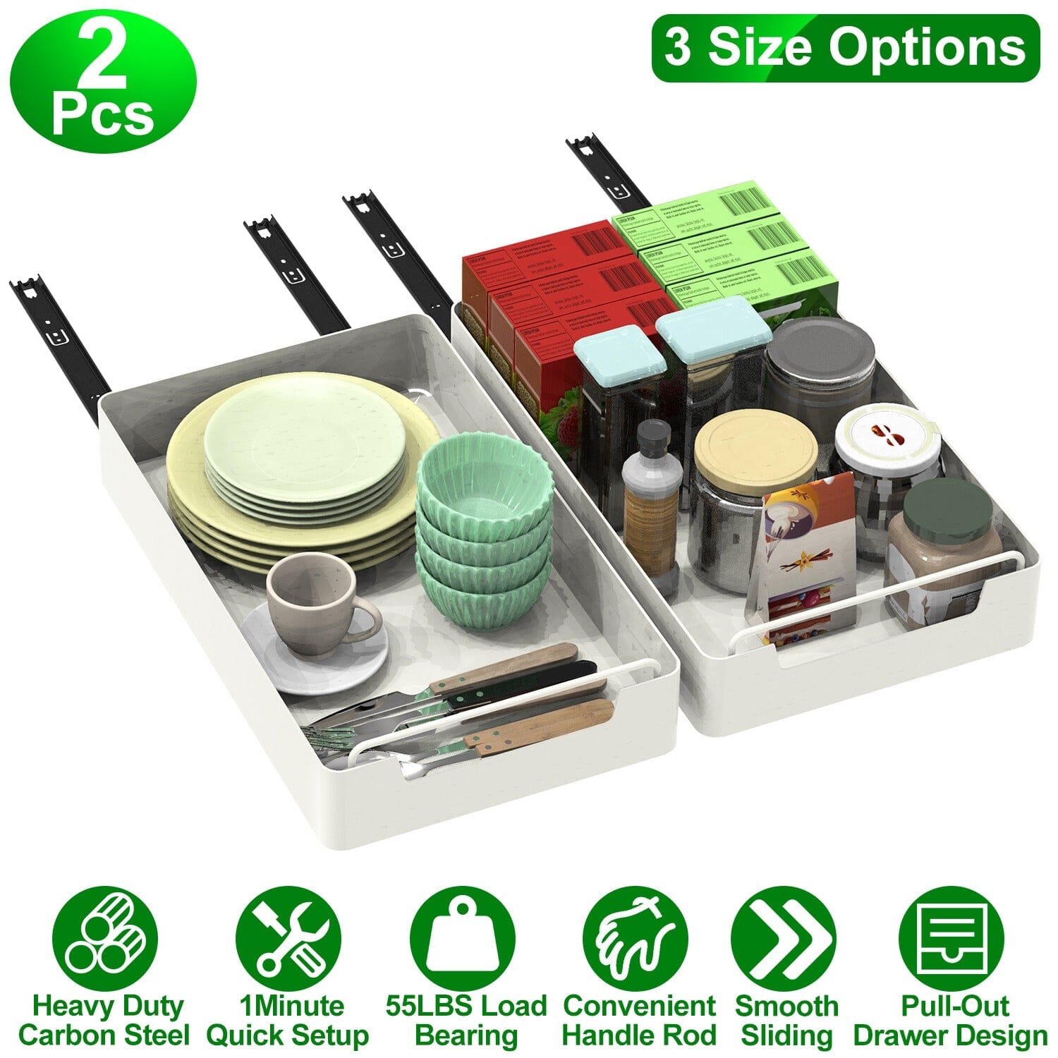 2-Pieces: Pull Out Cabinet Organizers Clearance Official Site