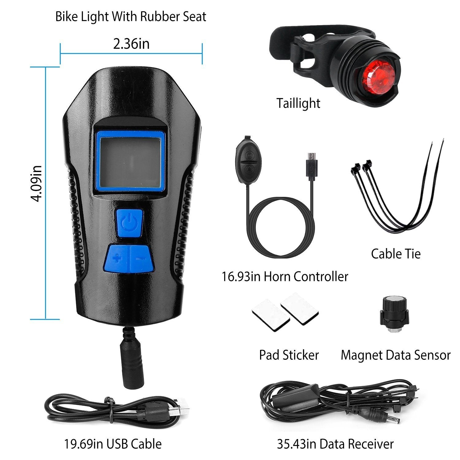 USB Rechargeable Bike Light Set with Speedometer and Odometer Limited Edition