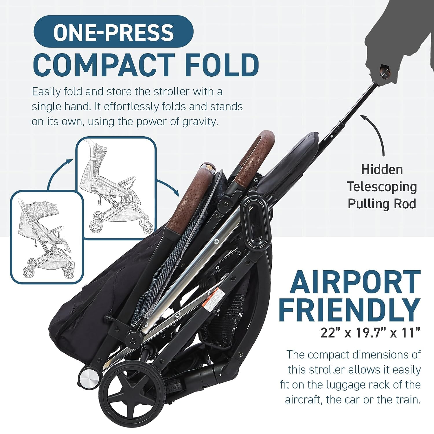 Lightweight Self Folding Baby Stroller, Ultra-Compact with One Hand Gravity Fold Sale Cheap Online