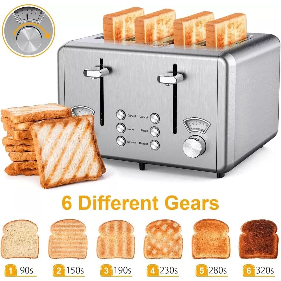 Whall KST023GU 4 Slice Toaster Whall Stainless Steel Toaster 1500W Shipping Outlet Store Online