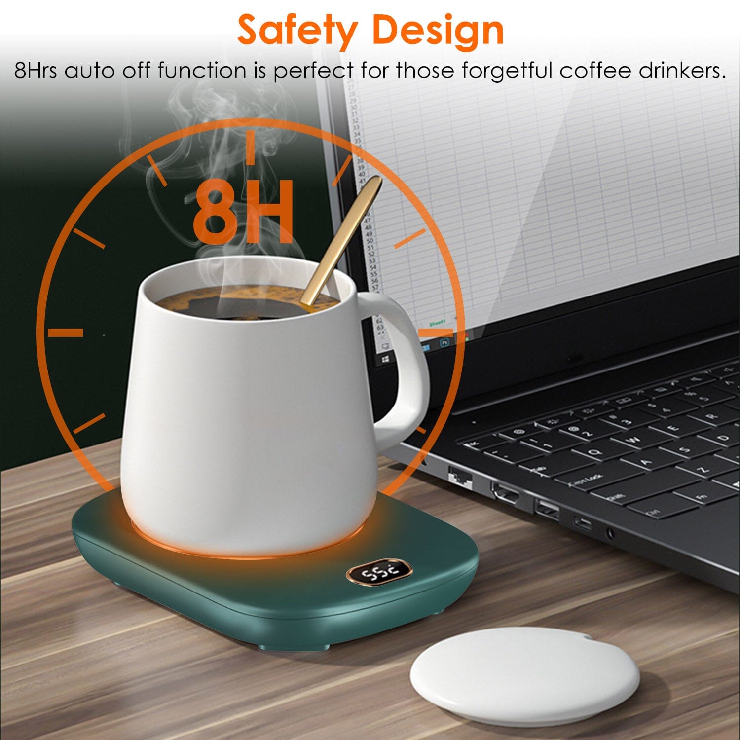 Auto Shut Off USB Coffee Mug Heating Plate with 3 Temperature Setting Outlet Choice