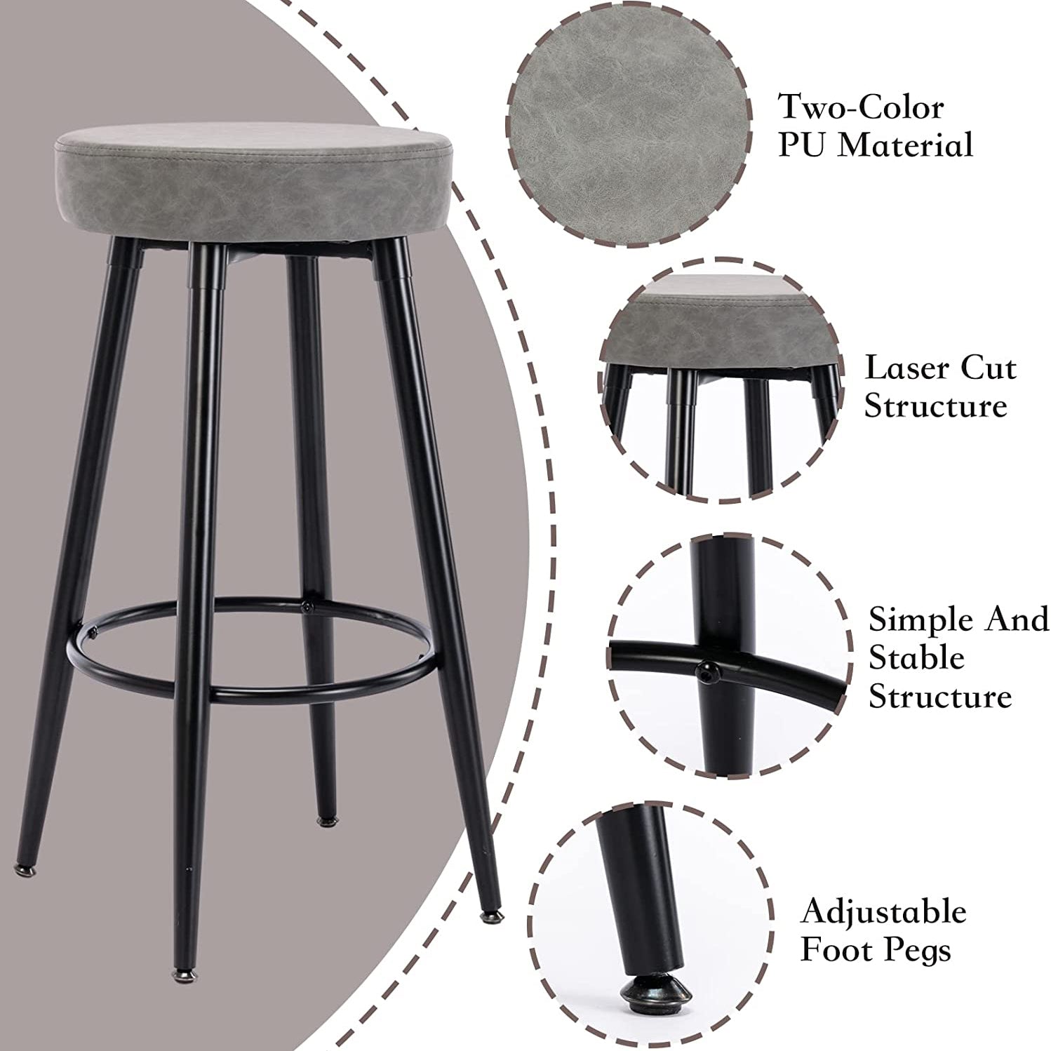 2-Piece: 28'' Metal Bar Stools Set Sale Huge Surprise