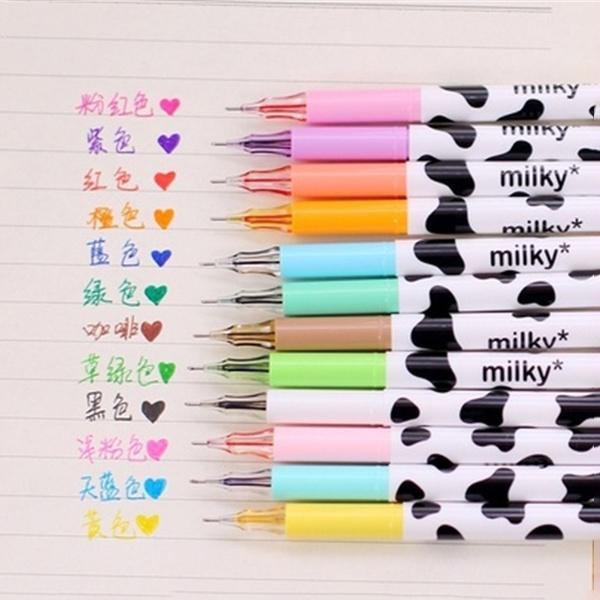 12-Piece: Milky Cow Multicolor Gel Pens Discount Cheap Online