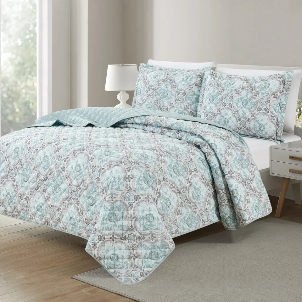 3-Piece Set: Bibb Home Printed Reversible Quilt Set Outlet For Nice