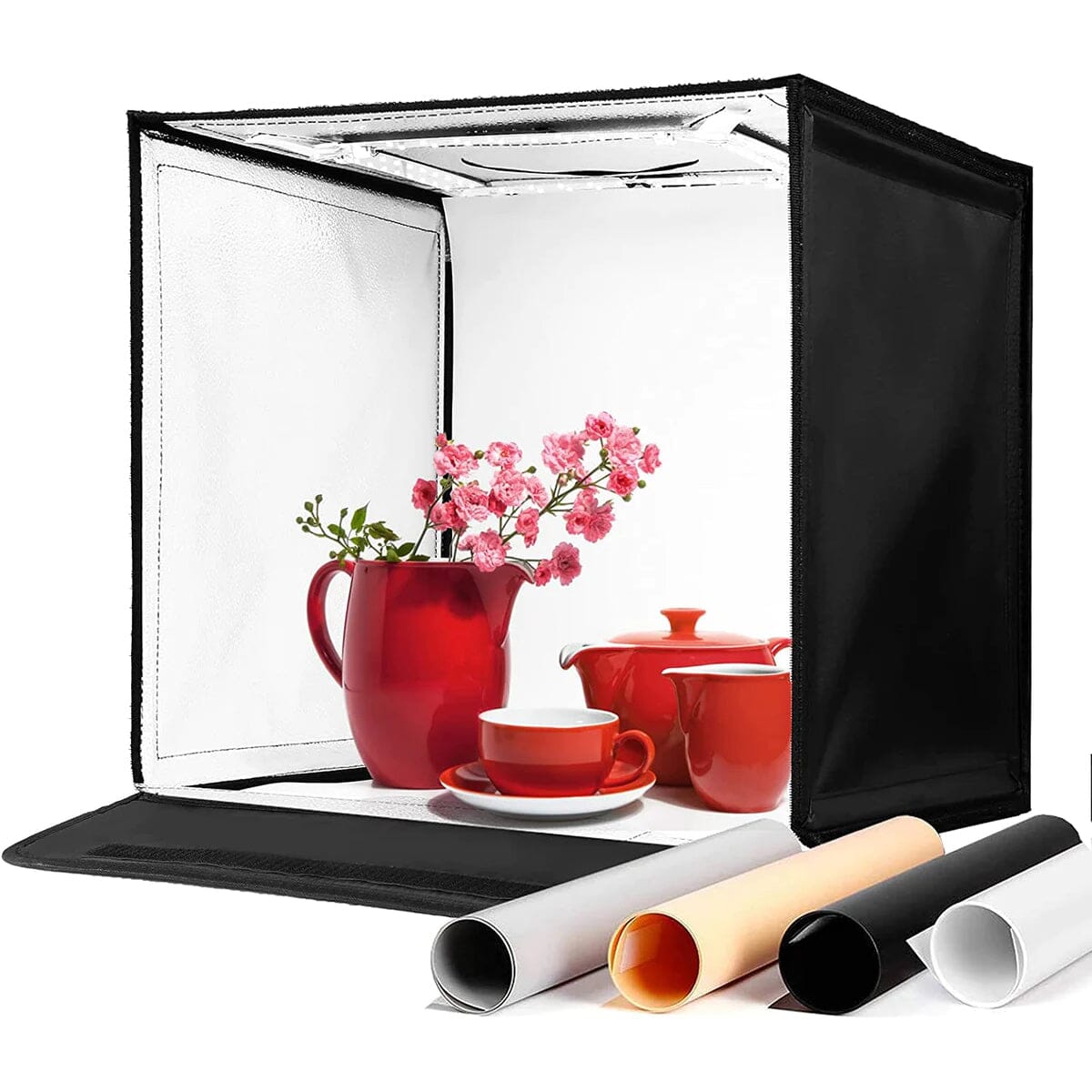 AMZDEAL Folding Photo Light Box 16x16 inch with 4 Backdrops for Photoshoot Outlet Low Pice