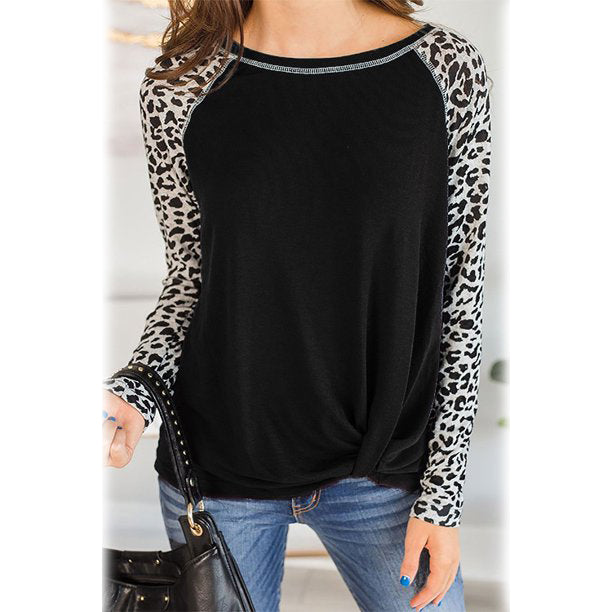 Women's Long Sleeved Leopard Print Twist Top Collections