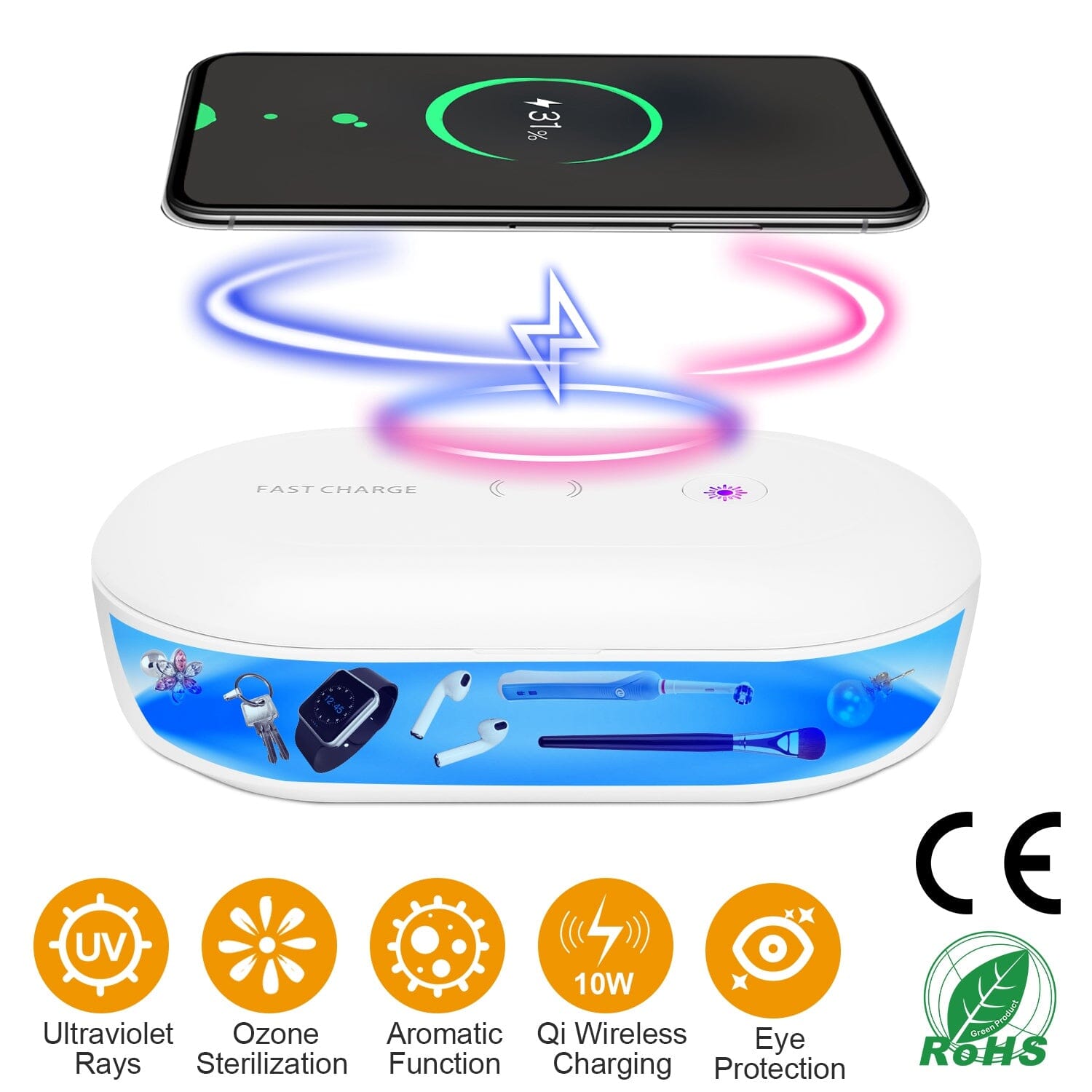 UV Light Sanitizer Box Portable 10w Phone Wireless Charging Disinfection Lamp Best Seller