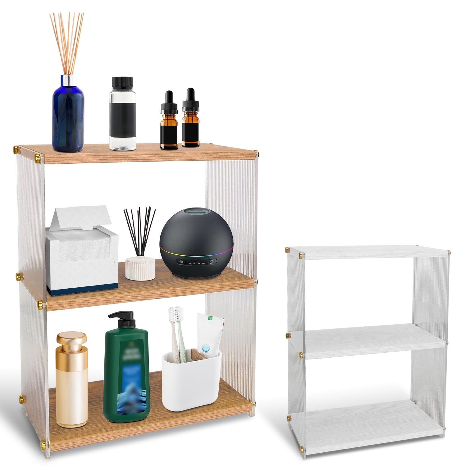 3-Tier: Acrylic Countertop Organizer Bathroom Wood Counter Storage Recommend Online