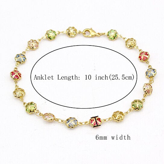 18k Gold Filled High Polish Finish Gold Multi Color Crystal Anklet Best Wholesale Sale Online