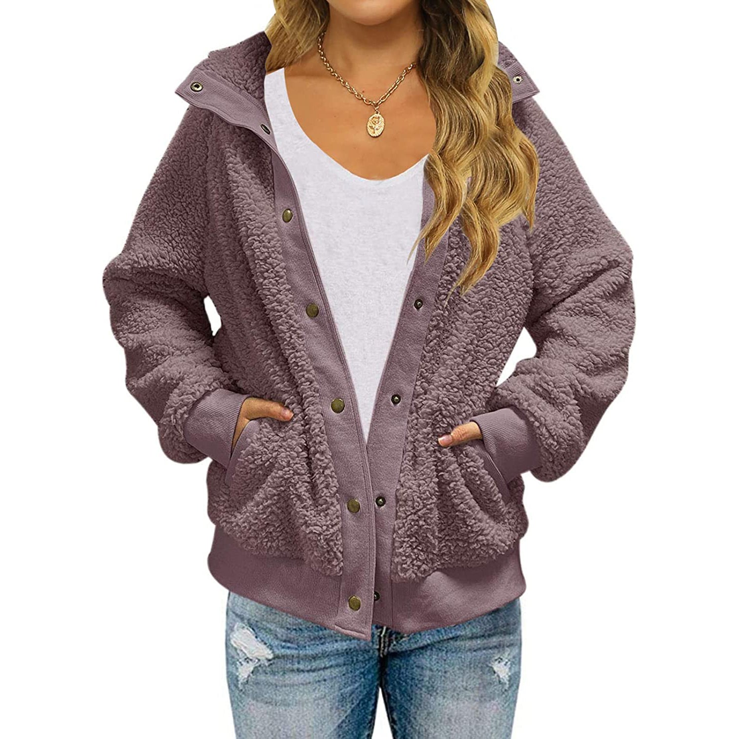 Womens Winter Sherpa Fleece Button Jacket Coat Cheap Sale Get Authentic