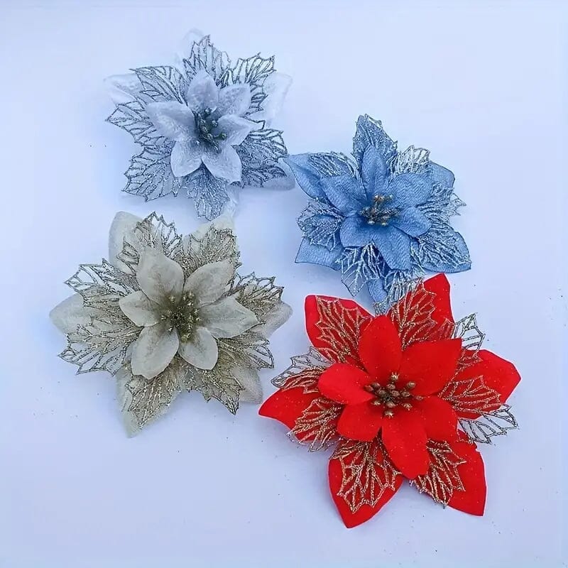 20-Pieces: Artificial Poinsettia Flowers Christmas Ornament Free Shipping Fake