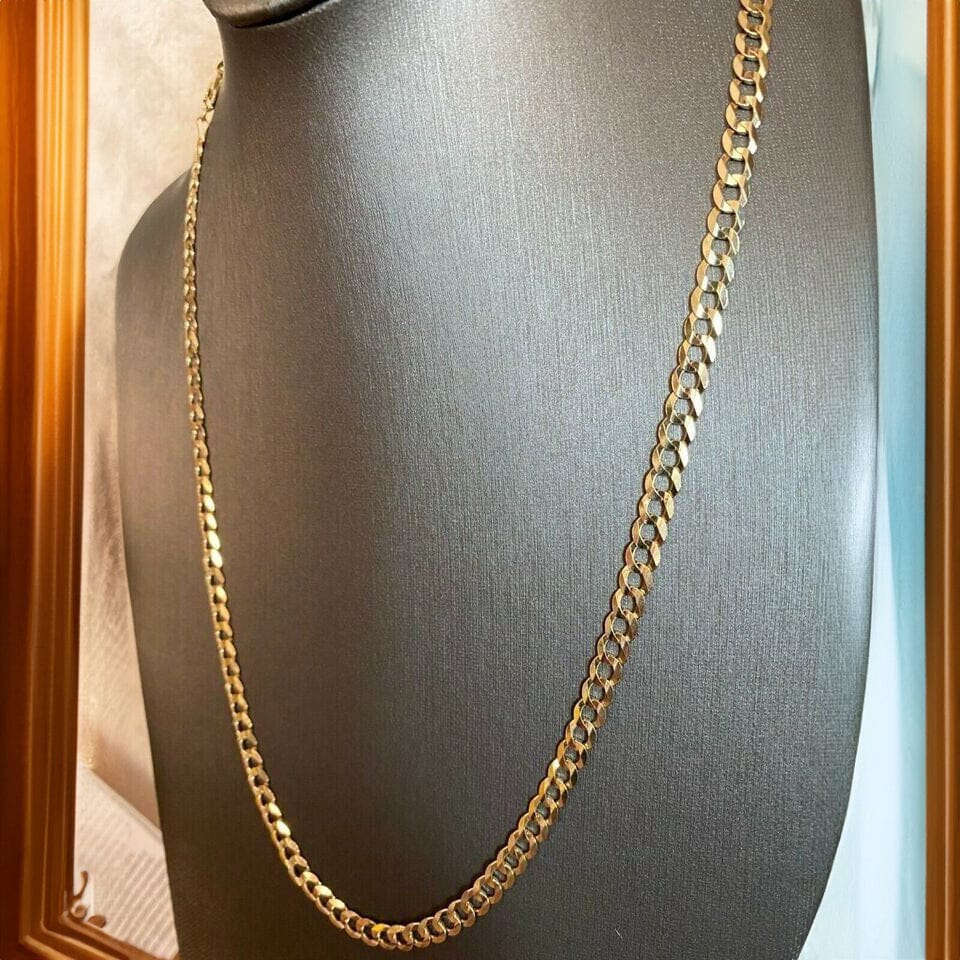 10k Yellow Gold 5MM Curb Chain Cuban Link Necklace 16-30 Made In Italy Outlet New Arrival