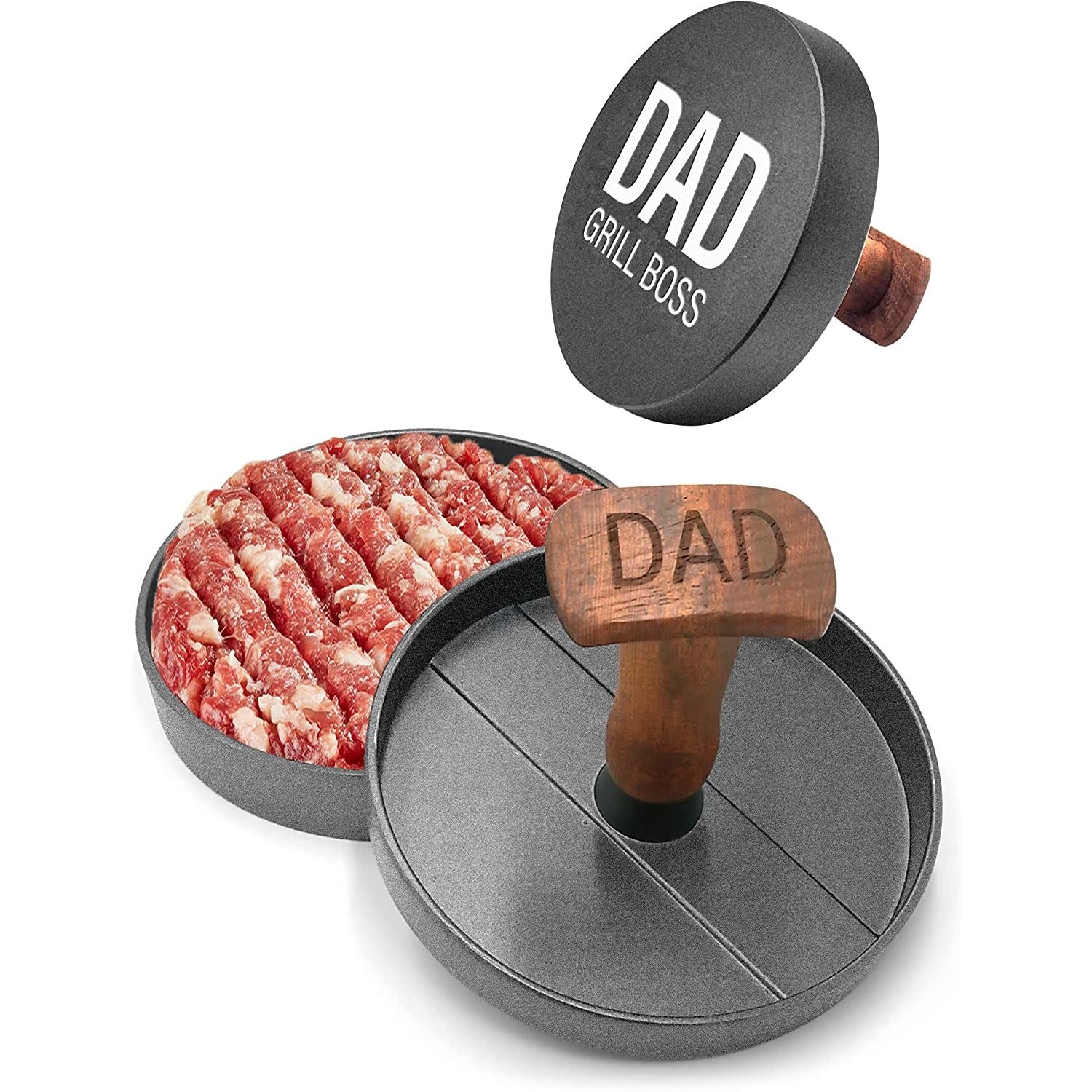 Non-Stick Aluminum Hamburger Press Patty Maker BBQ Burger Mold “Dad Grill Boss” With Paypal Sale Online