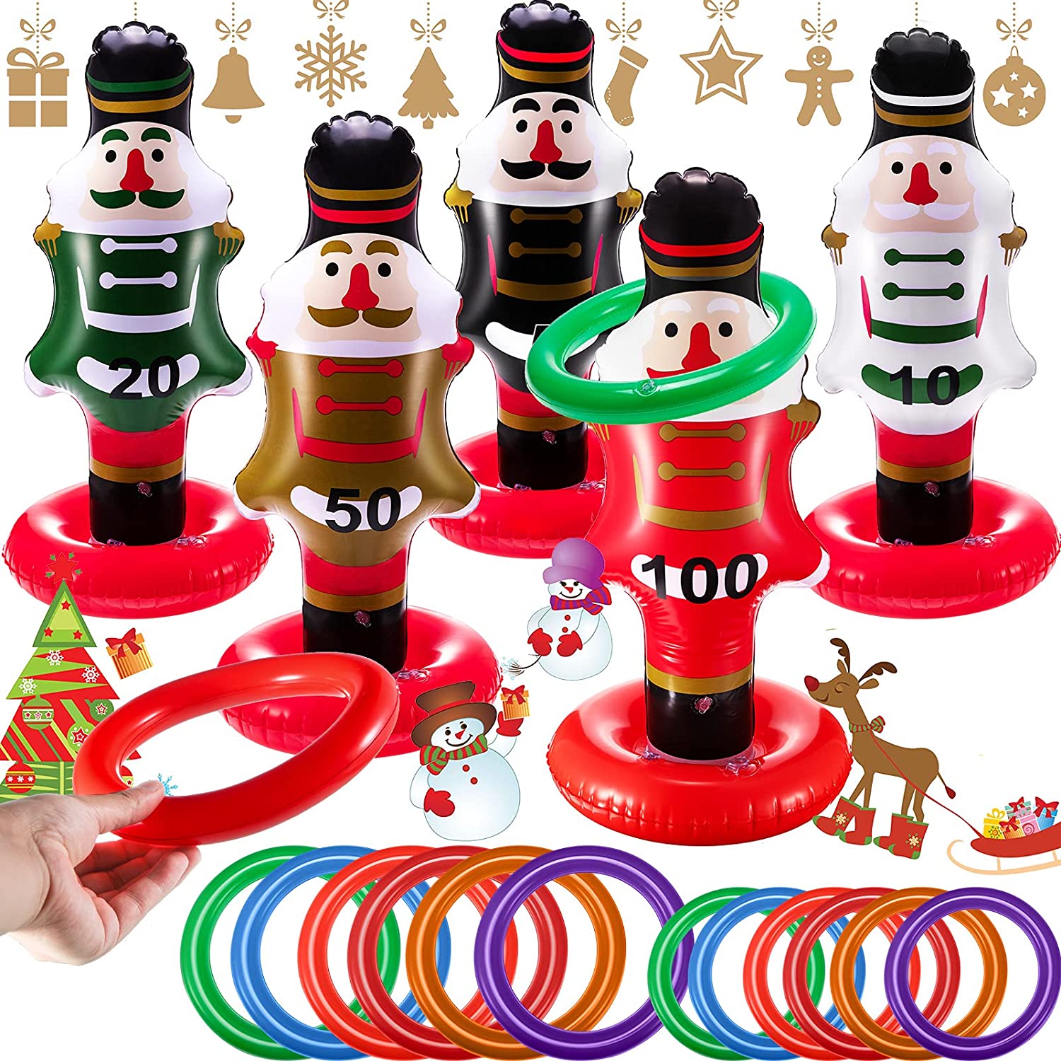 5-Pack: Christmas Nutcrackers Ring Toss Christmas Party Games Toys Discount Ebay