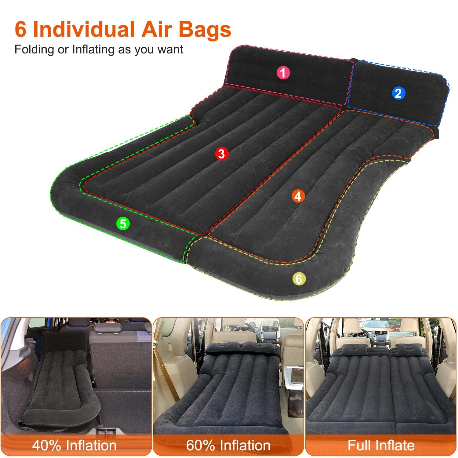 Inflatable SUV Air Mattress Thickened Camping Bed Cushion with Pillow Discount Best Sale