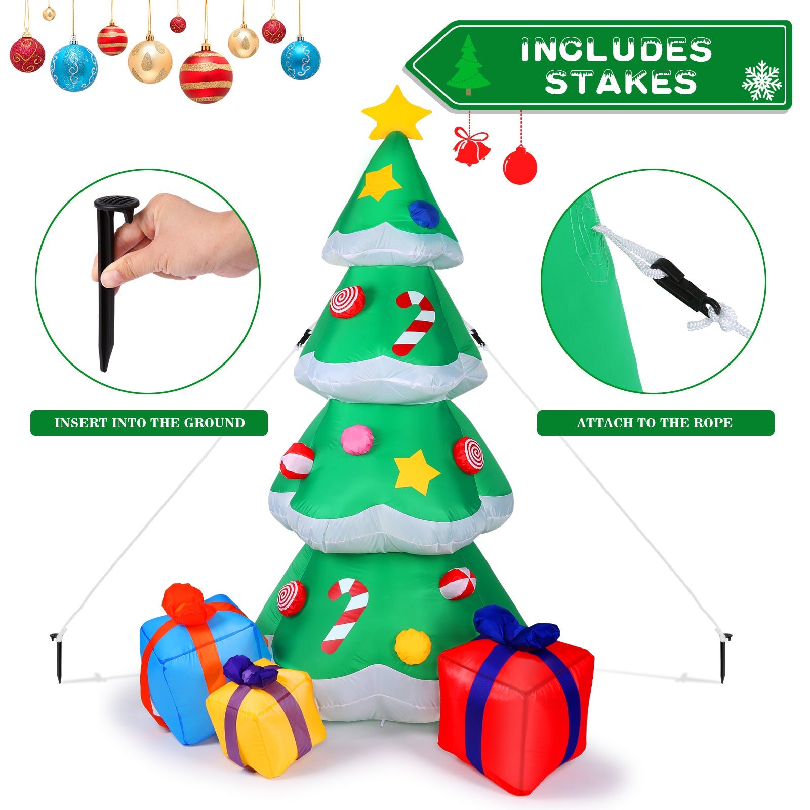 7 Ft. Inflatable Christmas Tree Santa Decor with LED Lights Outlet Cheap Pice