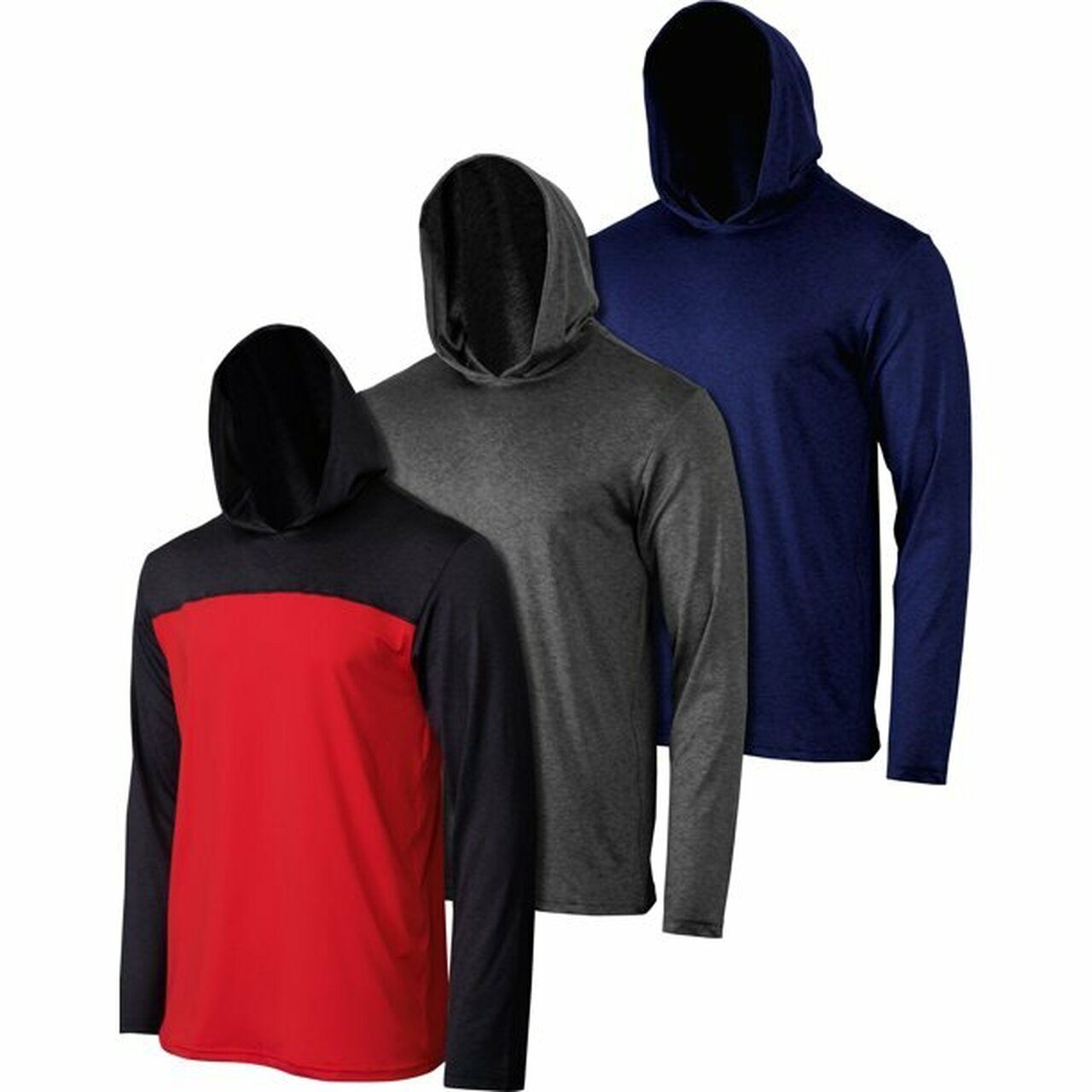 3-Pack: Men's Moisture Wicking Active Athletic Pullover Hoodies Big Sale