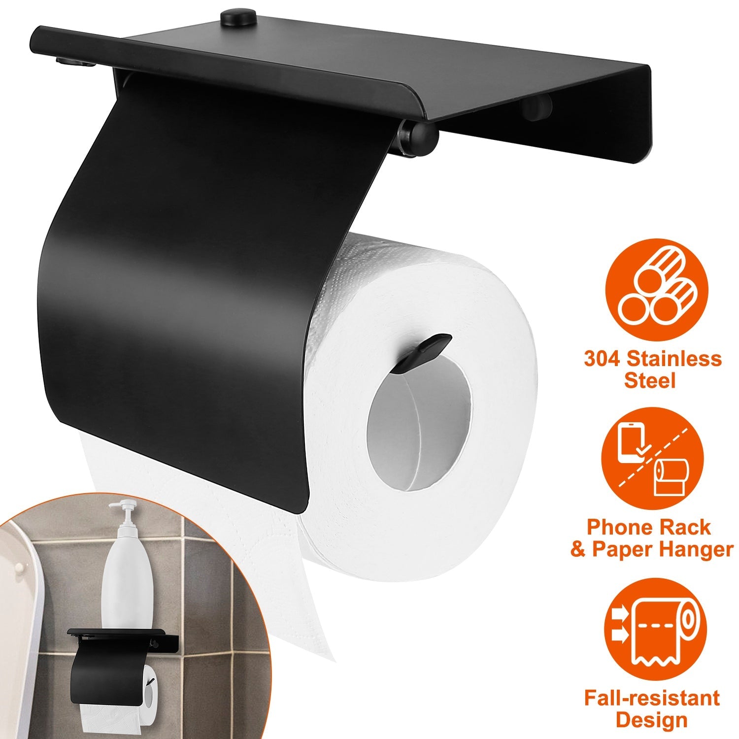 Wall Mounted Toilet Paper Holder with Phone Storage Rack Fast Delivery For Sale