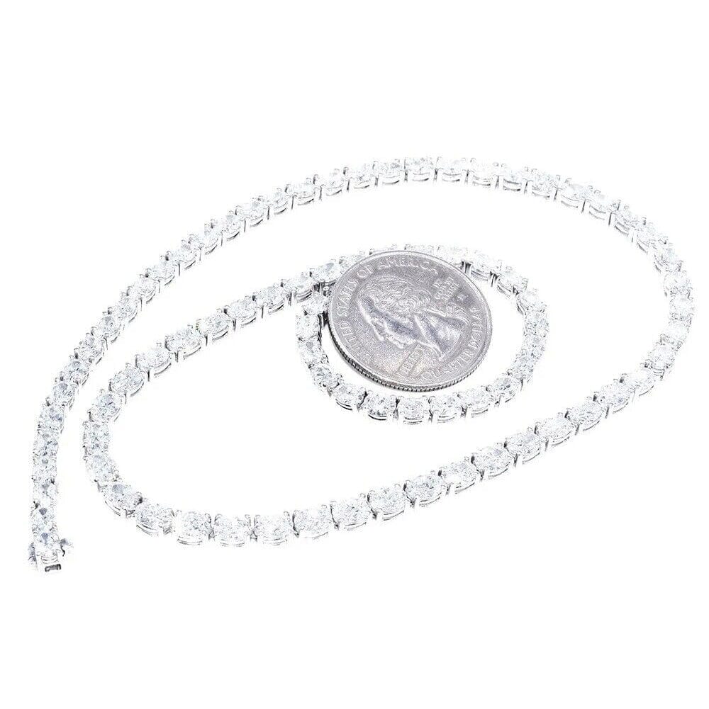 21.25CT Lab Grown Oval Diamond Graduated Tennis Necklace Platinum & 14K Supply Cheap Pice