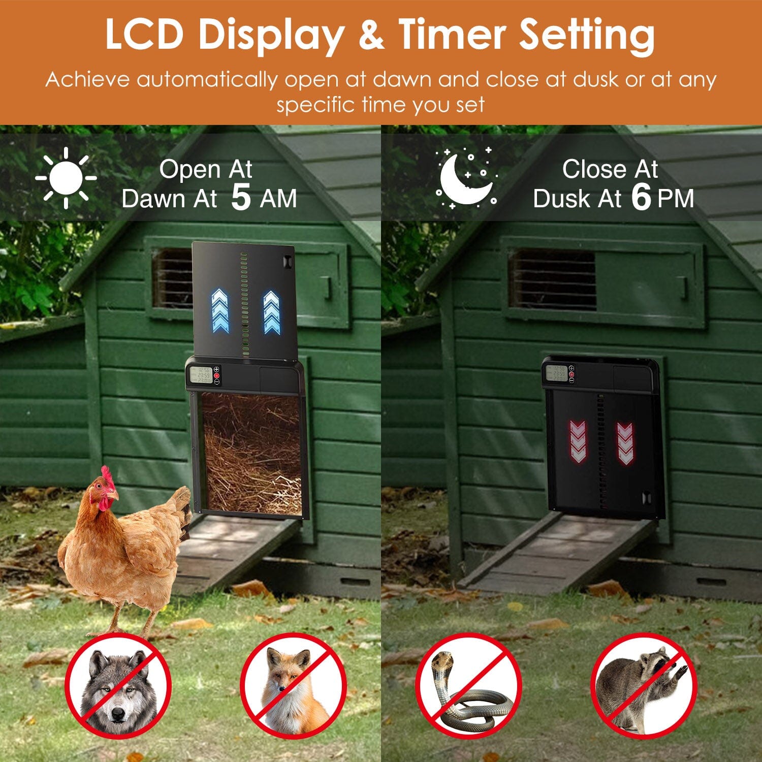 Automatic Chicken Coop Door with Timer Setting Free Shipping Clearance