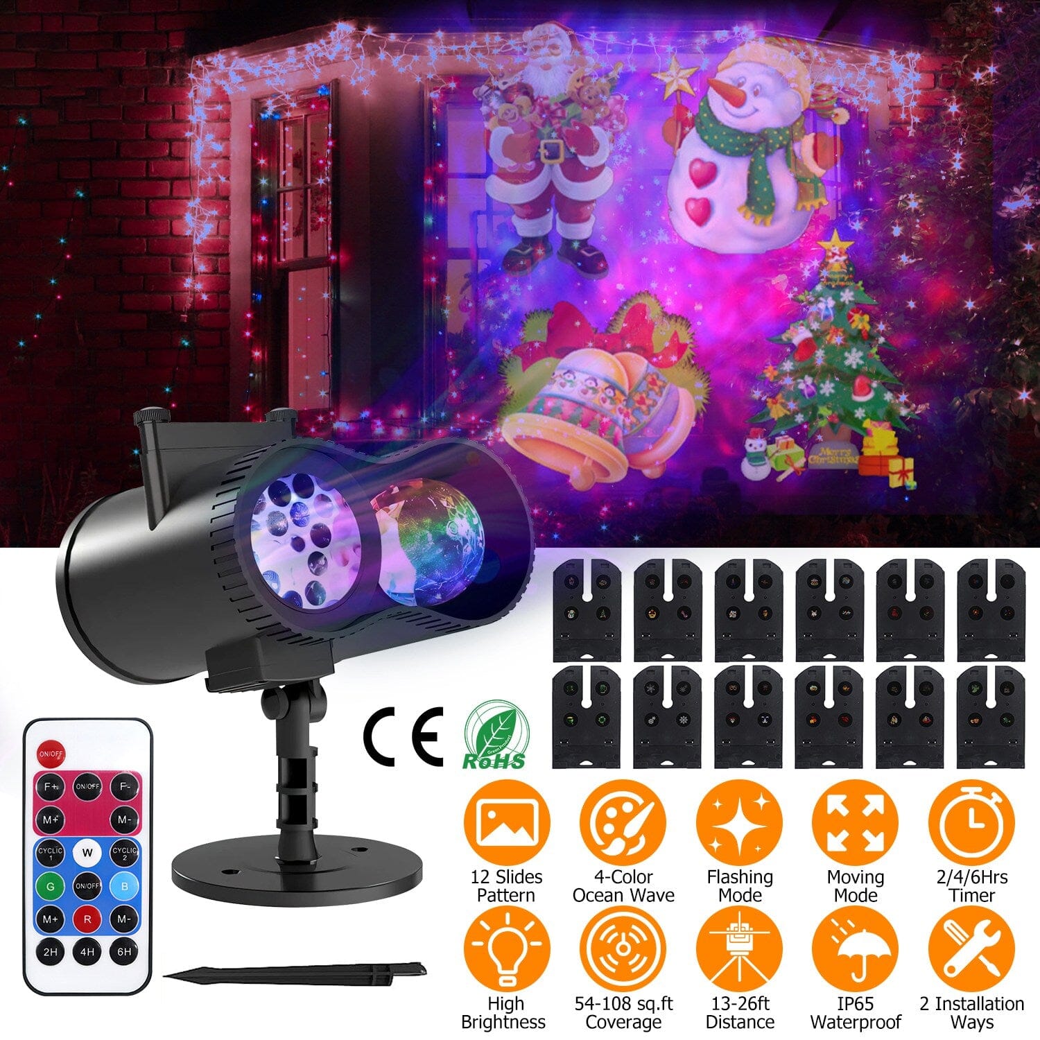 12 Patterns LED Projector Lights IP65 Waterproof Ocean Wave Projector Lamp with Remote Control Timer Official Site