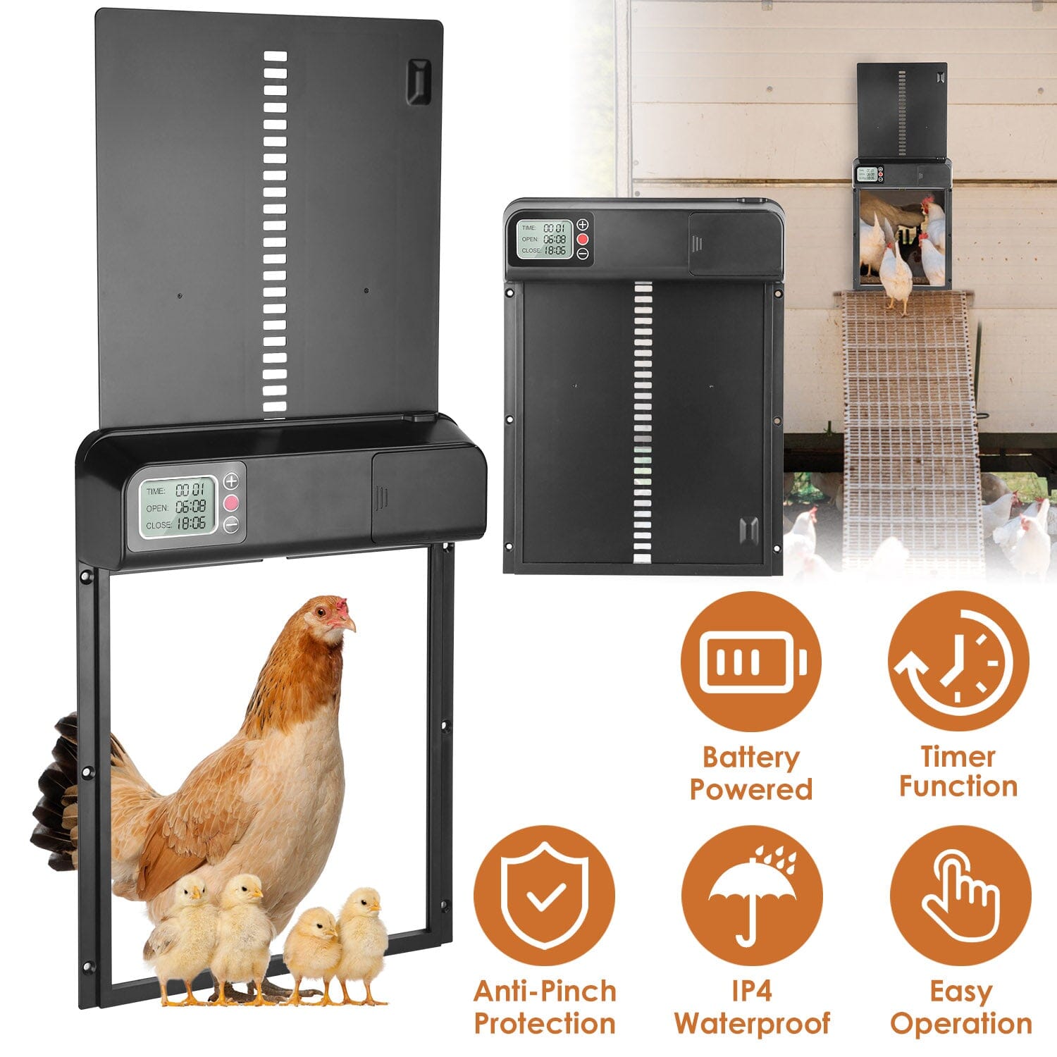 Automatic Chicken Coop Door with Timer Setting Free Shipping Clearance