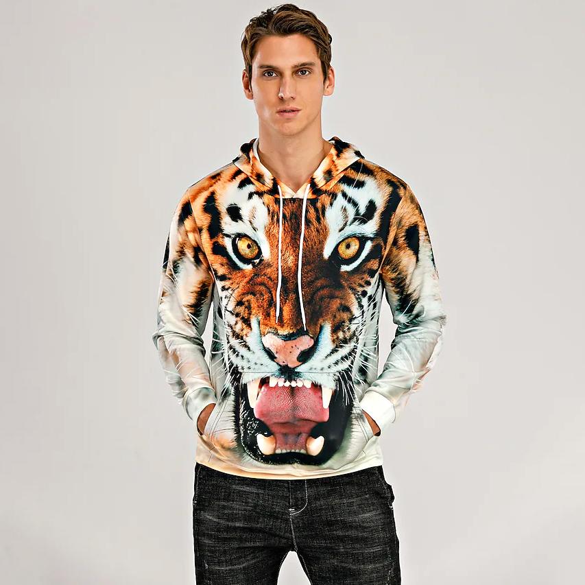 Men's Animal Patterned 3D Tiger Hoodie Really Cheap Shoes Online