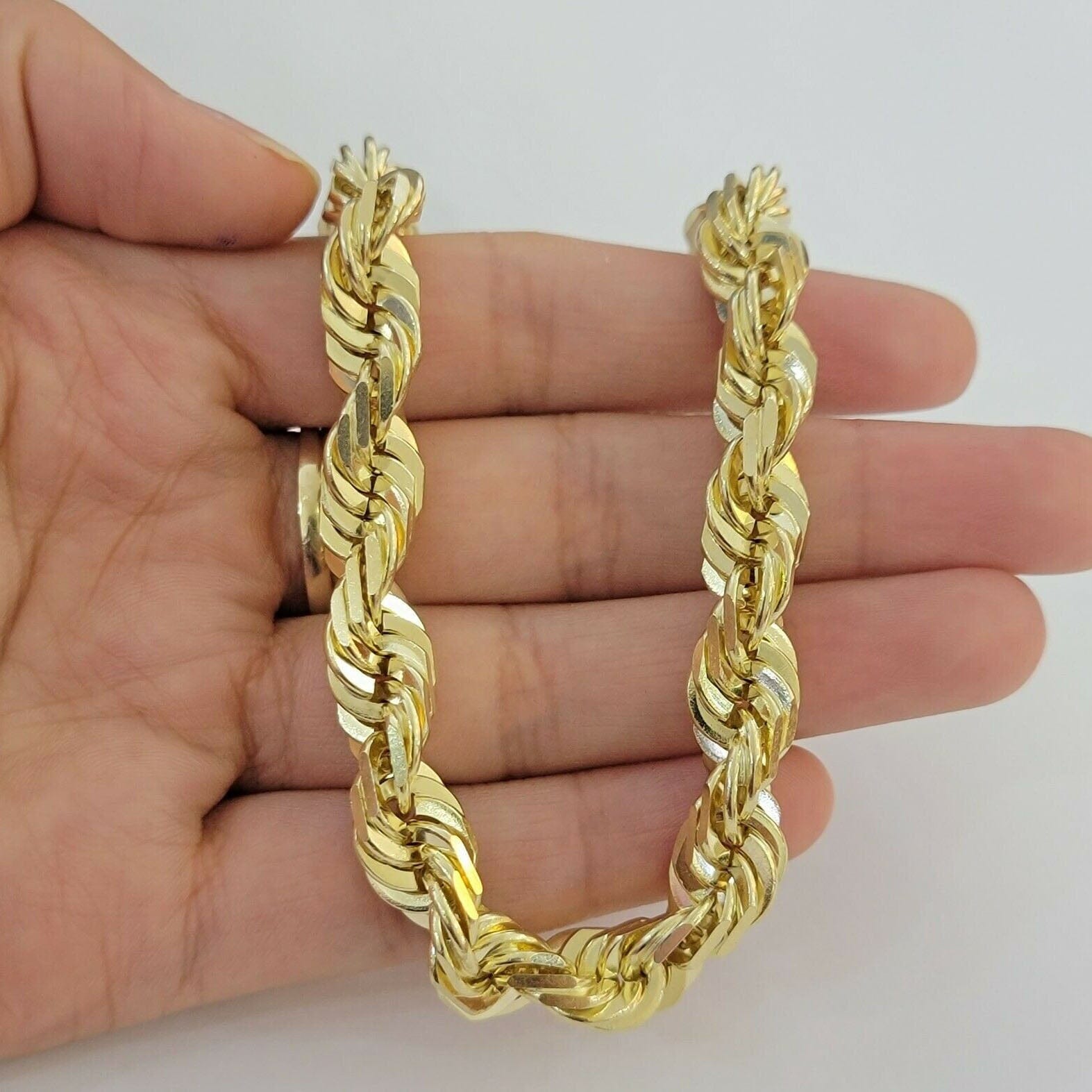 10K Yellow Gold 6MM Diamond Cut Rope Chain Necklace Sale Best Seller