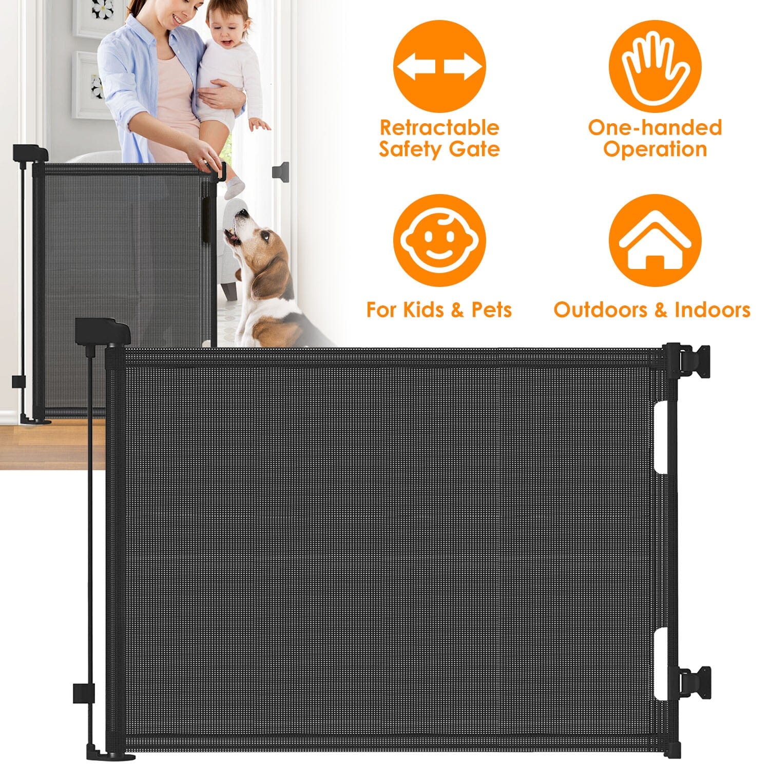 Extra Wide Child Safety Gate Retractable Door Cheap Sale Geniue Stockist