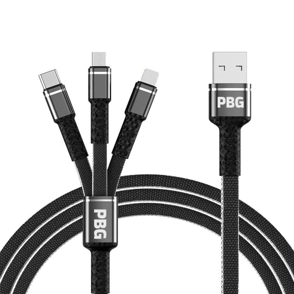 PBG 3-in-1 Cable Mesh/Nylon Braided HQ Multi Device Charging (Lightning, USB-C , Micro) Cost Cheap Pice