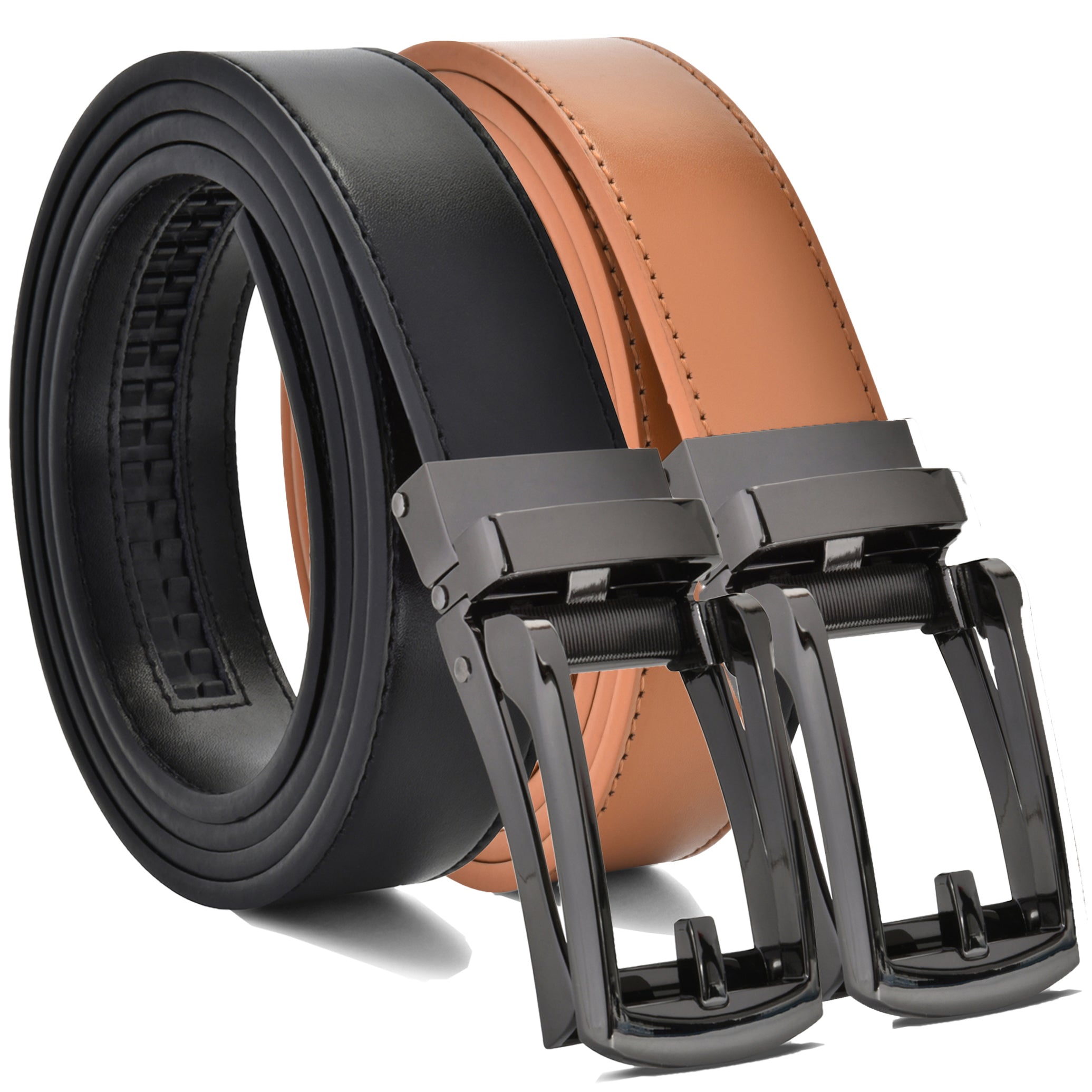 2-Pack: Carlo Fellini Men's Ratchet Belt Genuine Leather Belt Sale Cheapest Pice