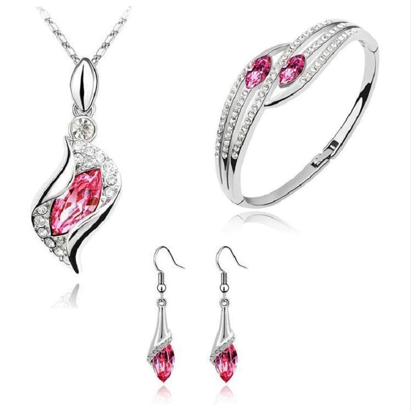 925 Sterling Silver Crystal Jewelry Set Outlet Nicekicks