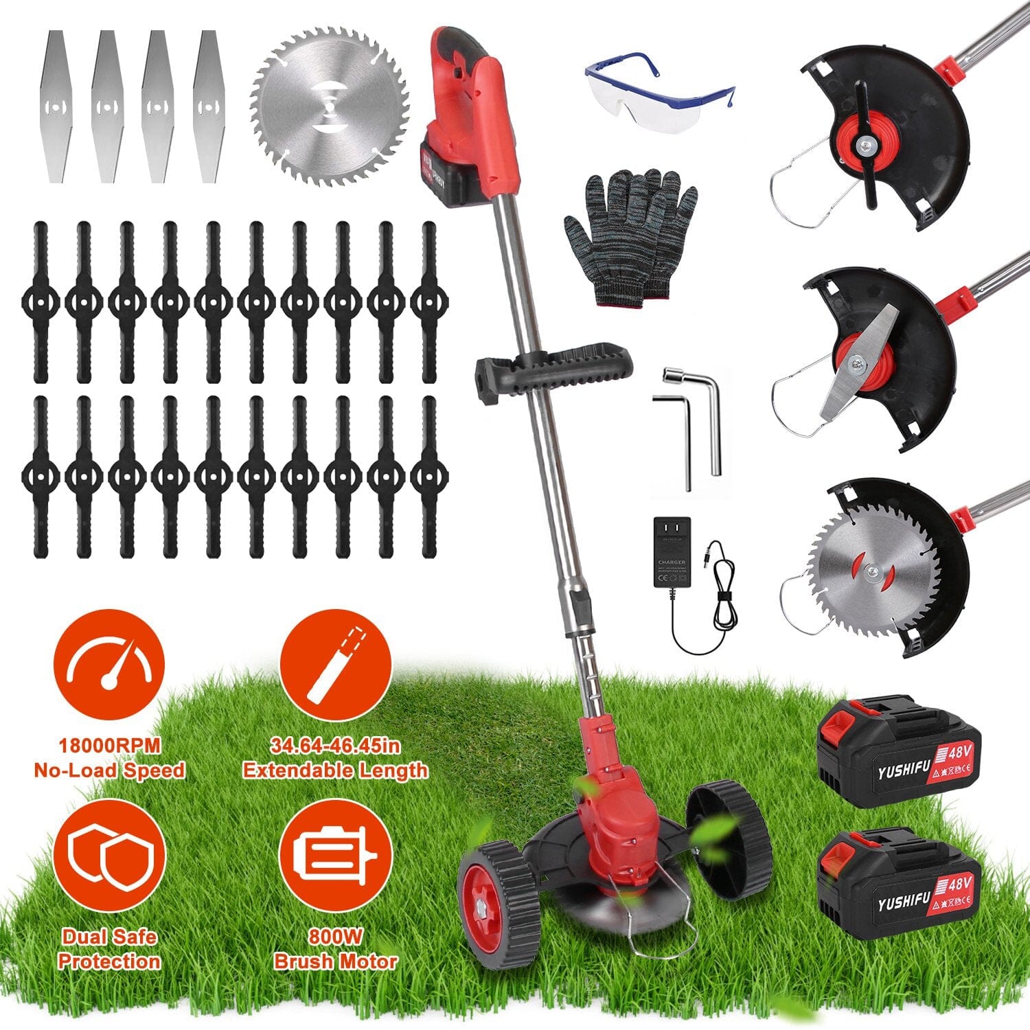 3-in-1 Electric Cordless Grass Wacker Battery Powered Grass Trimmer with Wheels Adjustable Head with 2-Pieces 2500mAh Batteries Really Cheap Shoes Online